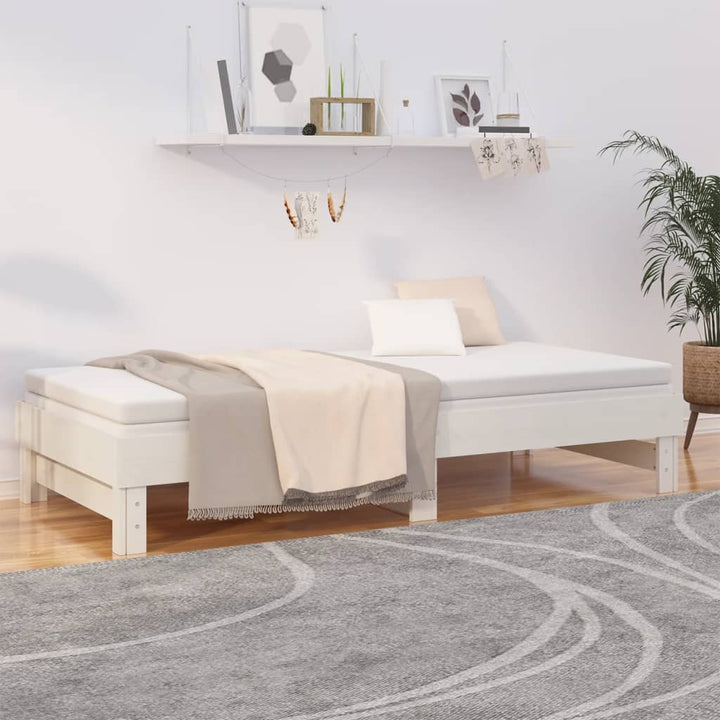 daybed med udtræk 2x(80x200) cm massivt fyrretræ hvid