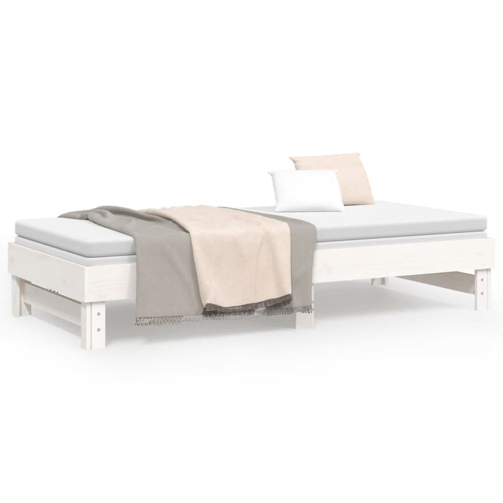 daybed med udtræk 2x(80x200) cm massivt fyrretræ hvid