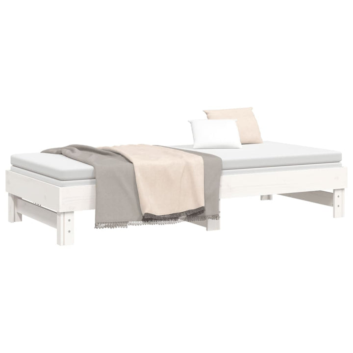 daybed med udtræk 2x(80x200) cm massivt fyrretræ hvid
