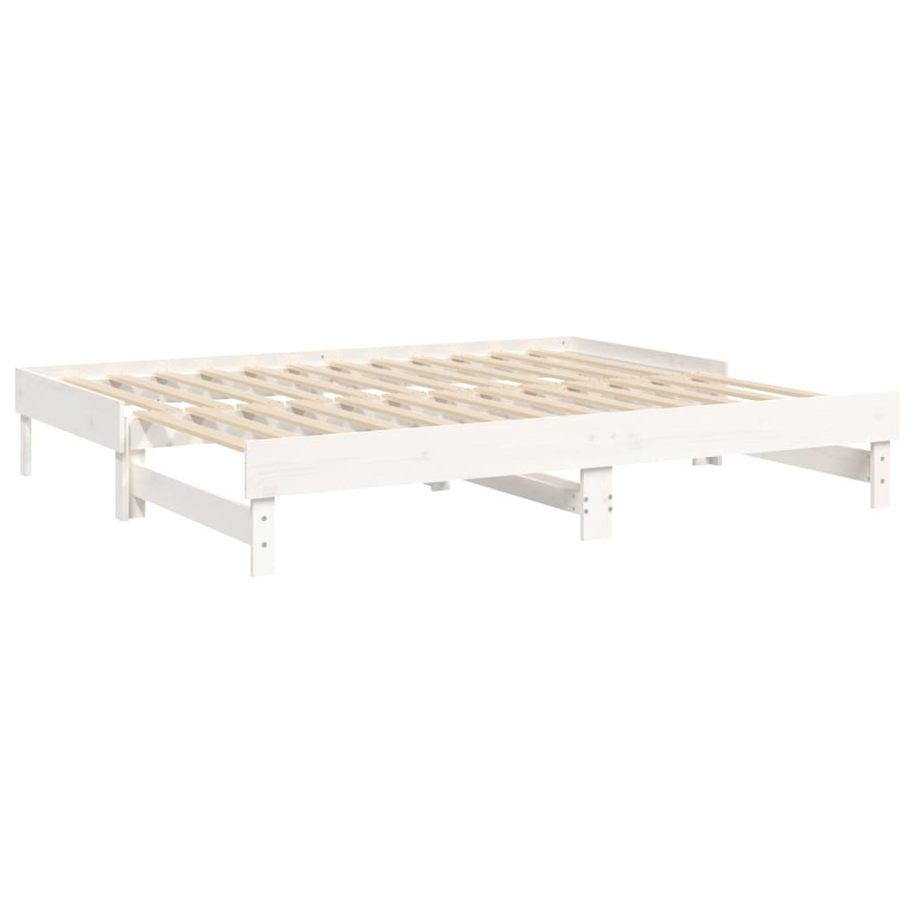 daybed med udtræk 2x(80x200) cm massivt fyrretræ hvid