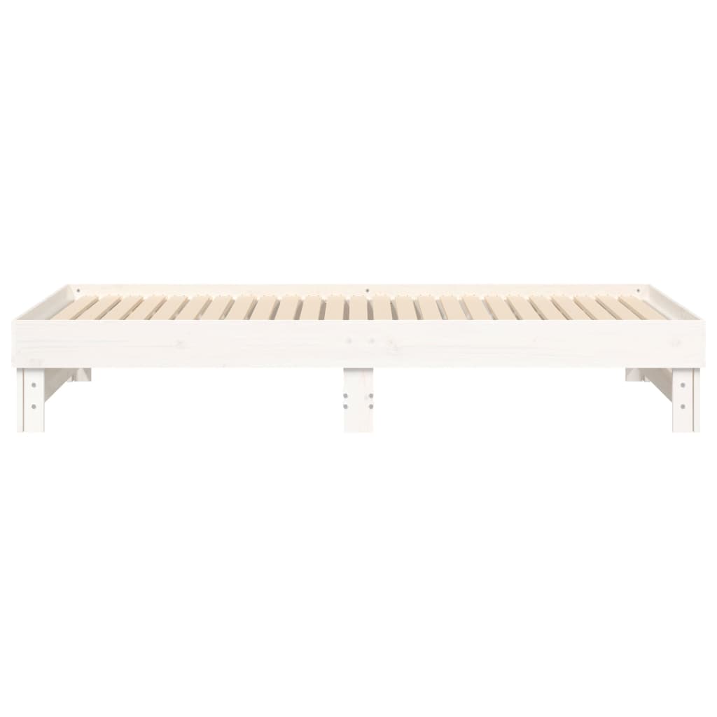 daybed med udtræk 2x(80x200) cm massivt fyrretræ hvid