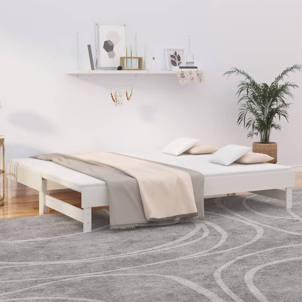 daybed med udtræk 2x(80x200) cm massivt fyrretræ hvid