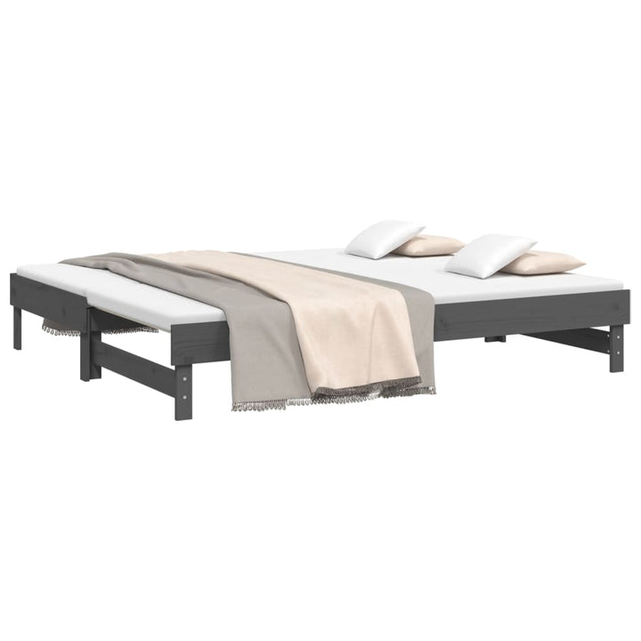 daybed med udtræk 2x(80x200) cm massivt fyrretræ grå