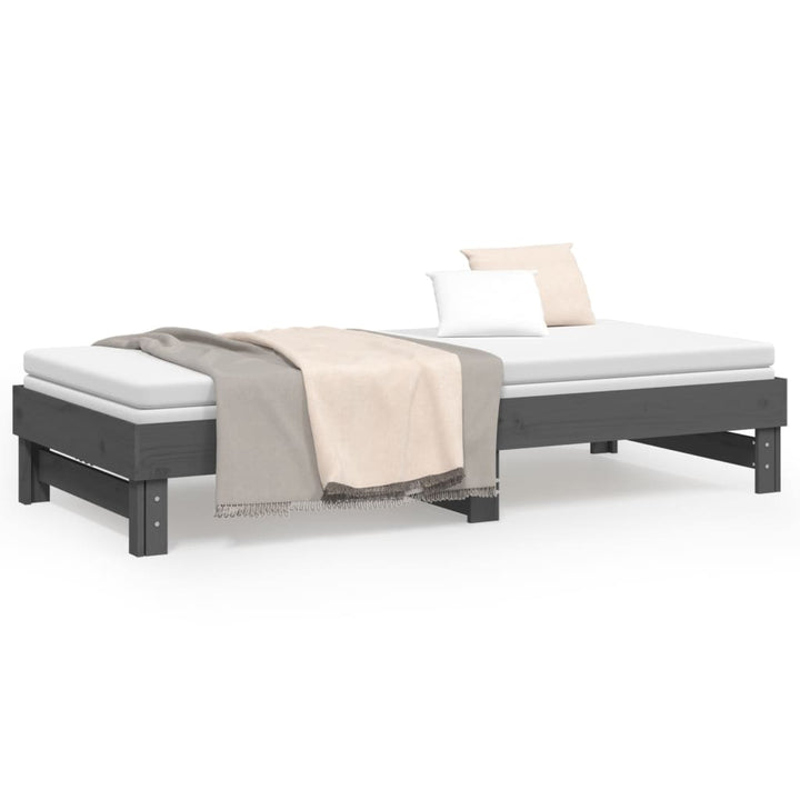 daybed med udtræk 2x(80x200) cm massivt fyrretræ grå