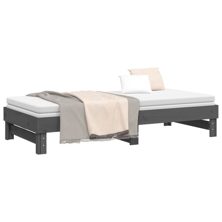 daybed med udtræk 2x(80x200) cm massivt fyrretræ grå
