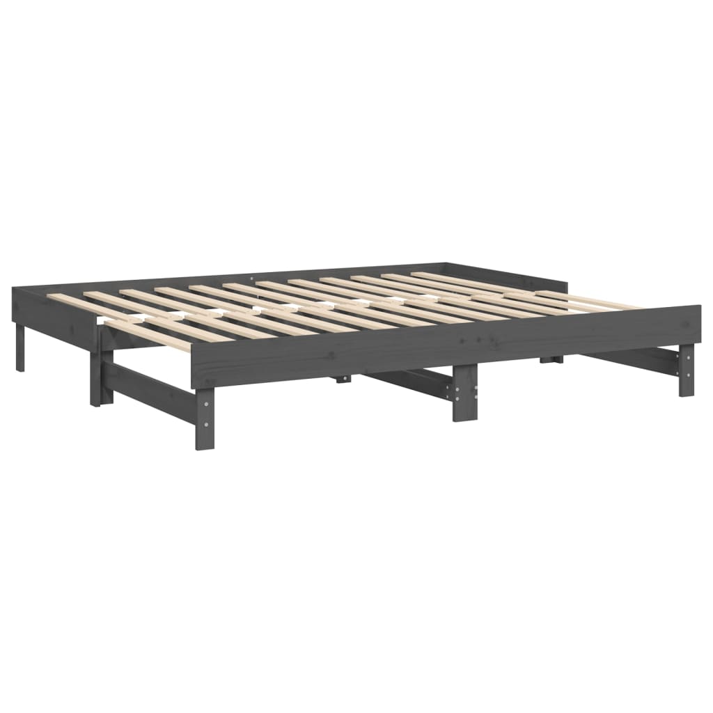 daybed med udtræk 2x(80x200) cm massivt fyrretræ grå