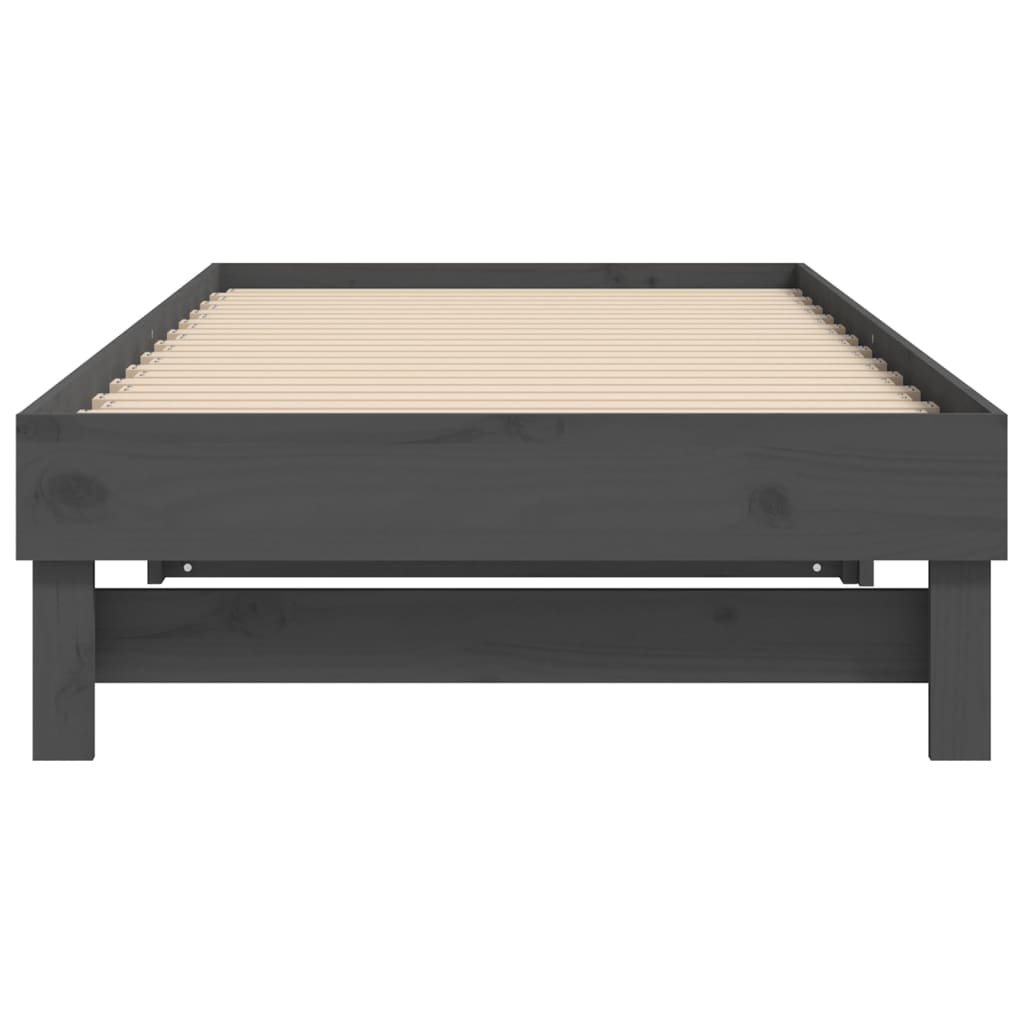 daybed med udtræk 2x(80x200) cm massivt fyrretræ grå
