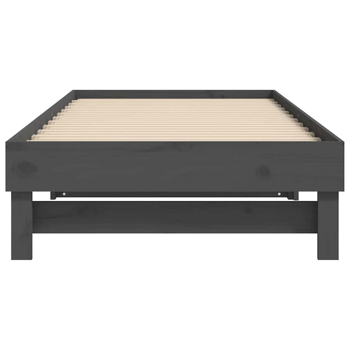 daybed med udtræk 2x(80x200) cm massivt fyrretræ grå