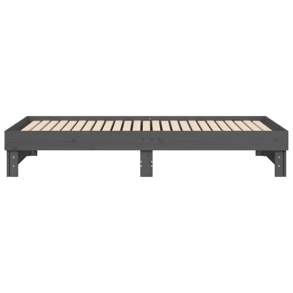 daybed med udtræk 2x(80x200) cm massivt fyrretræ grå