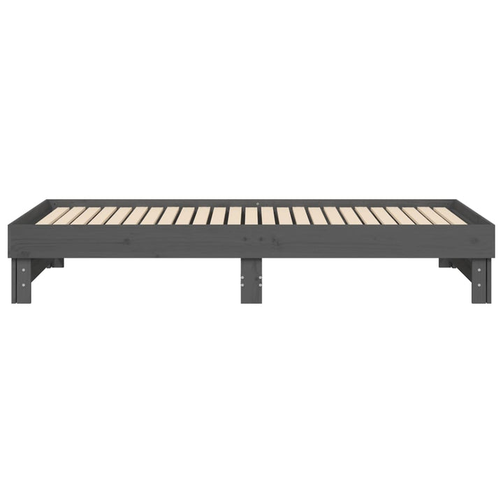 daybed med udtræk 2x(80x200) cm massivt fyrretræ grå