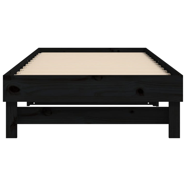 daybed med udtræk 2x(80x200) cm massivt fyrretræ sort