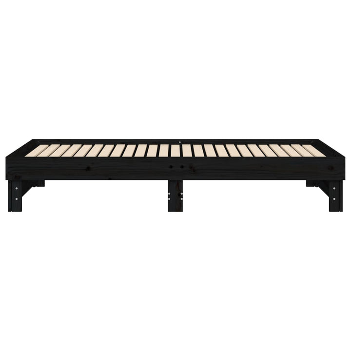 daybed med udtræk 2x(80x200) cm massivt fyrretræ sort