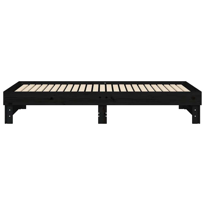 daybed med udtræk 2x(80x200) cm massivt fyrretræ sort
