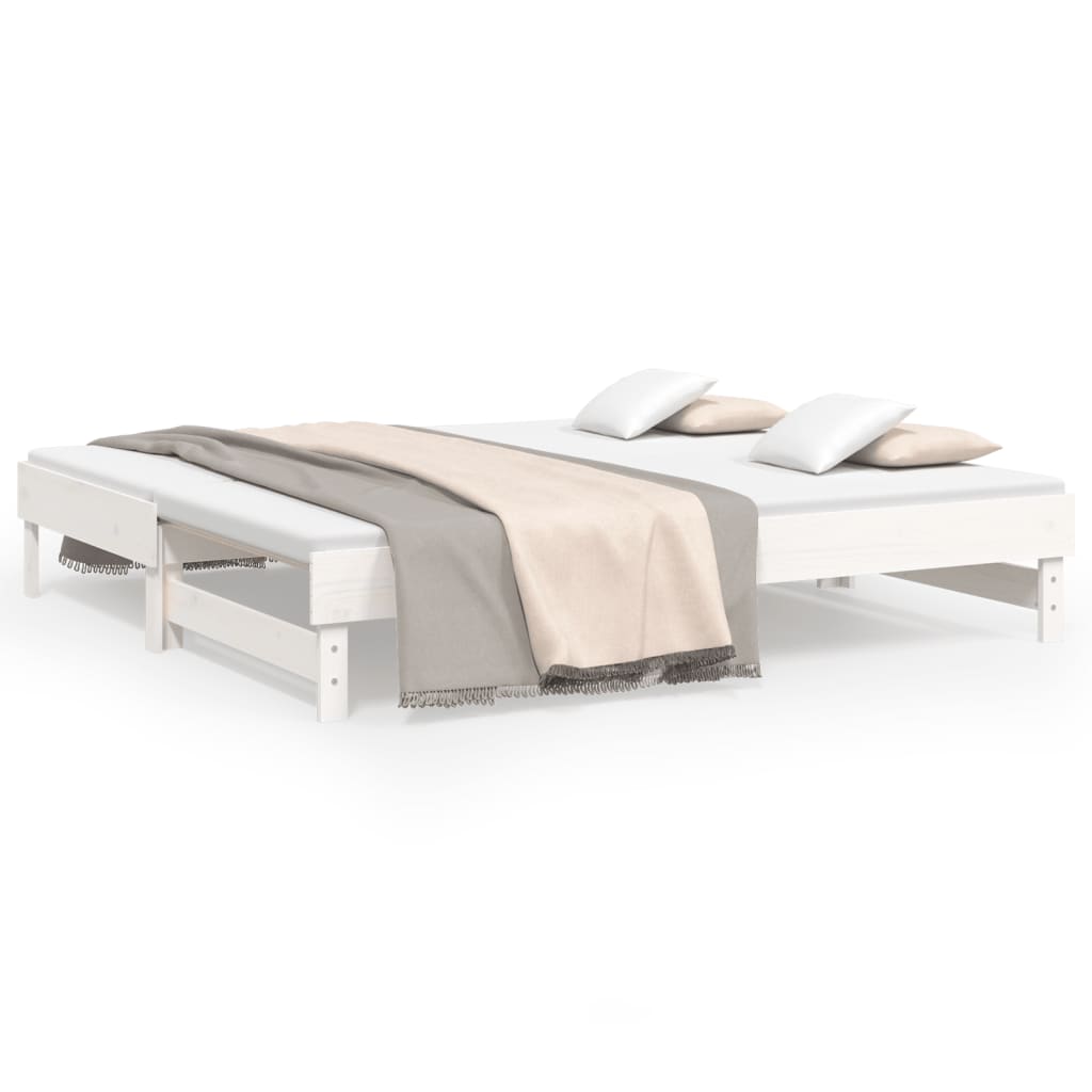 daybed med udtræk 2x(90x190) cm massivt fyrretræ hvid