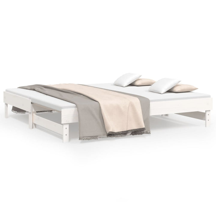 daybed med udtræk 2x(90x190) cm massivt fyrretræ hvid