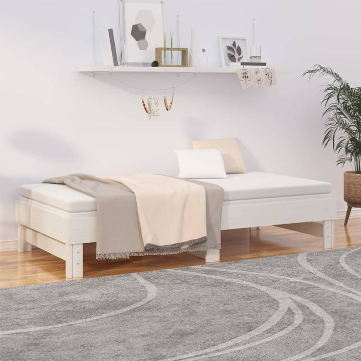 daybed med udtræk 2x(90x190) cm massivt fyrretræ hvid