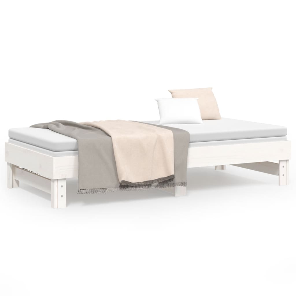 daybed med udtræk 2x(90x190) cm massivt fyrretræ hvid