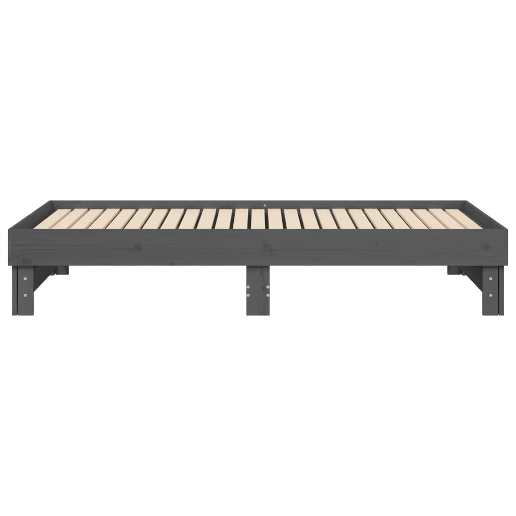 daybed med udtræk 2x(90x190) cm massivt fyrretræ grå