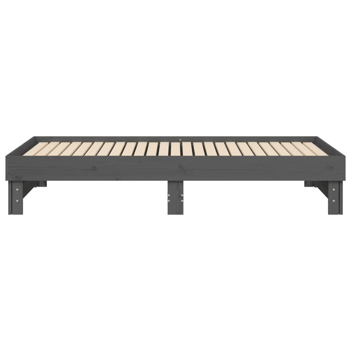 daybed med udtræk 2x(90x190) cm massivt fyrretræ grå