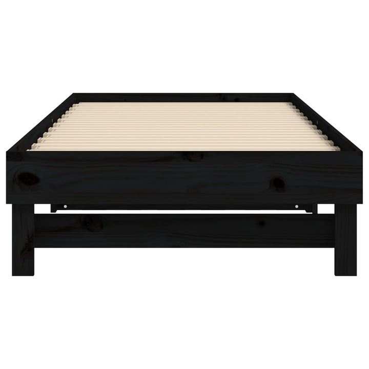 daybed med udtræk 2x(90x190) cm massivt fyrretræ sort