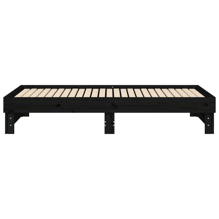 daybed med udtræk 2x(90x190) cm massivt fyrretræ sort