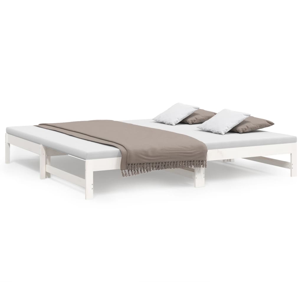 daybed med udtræk 2x(100x200) cm massivt fyrretræ hvid