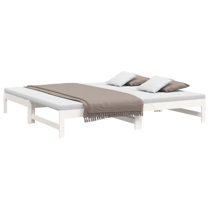 daybed med udtræk 2x(100x200) cm massivt fyrretræ hvid