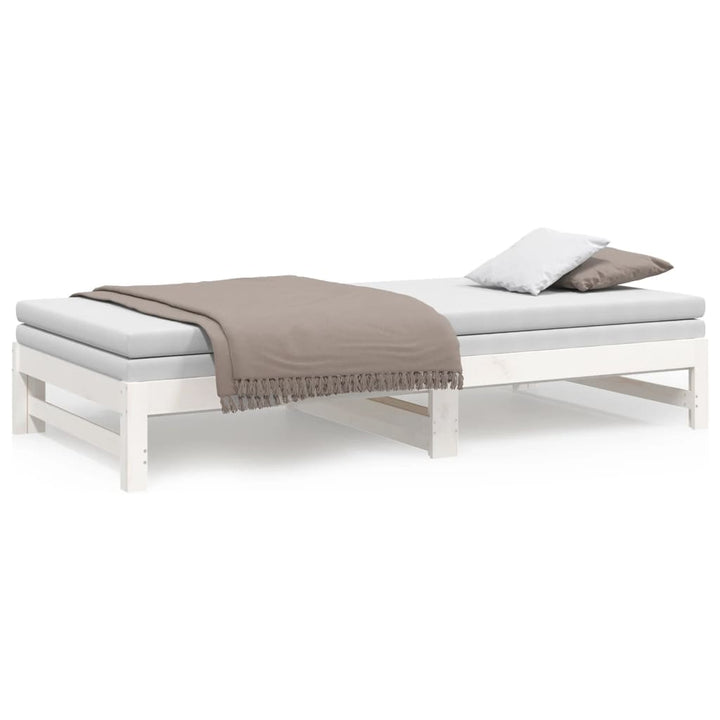 daybed med udtræk 2x(100x200) cm massivt fyrretræ hvid