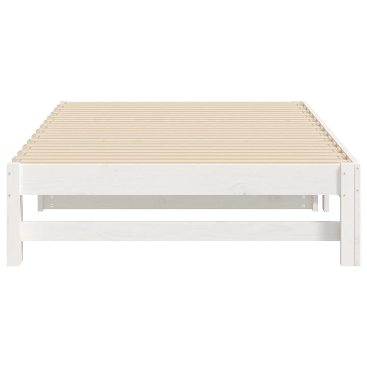 daybed med udtræk 2x(100x200) cm massivt fyrretræ hvid