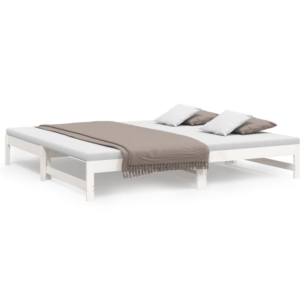 daybed med udtræk 2x(80x200) cm massivt fyrretræ hvid
