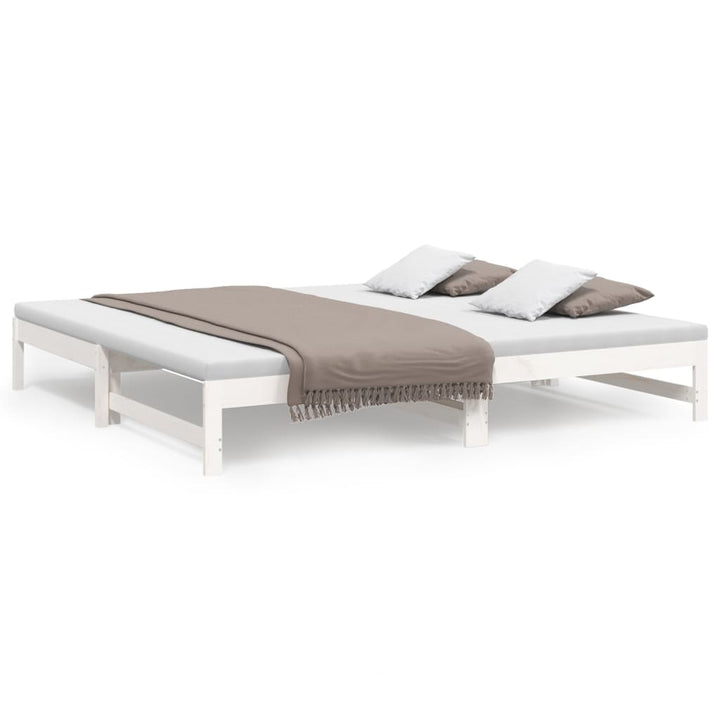 daybed med udtræk 2x(80x200) cm massivt fyrretræ hvid