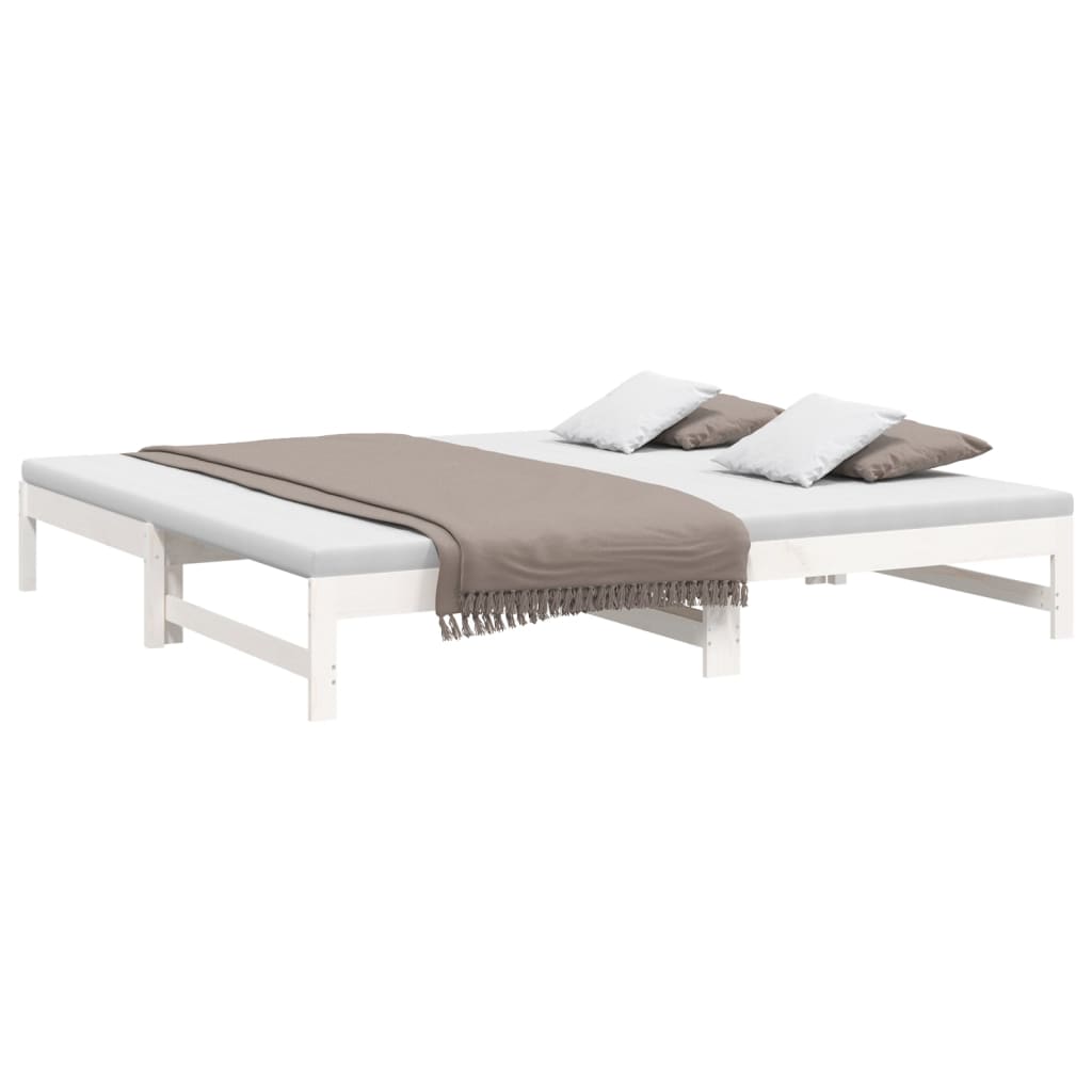 daybed med udtræk 2x(80x200) cm massivt fyrretræ hvid