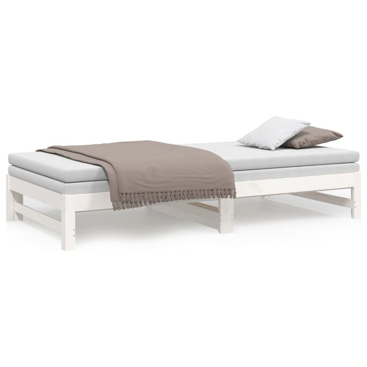 daybed med udtræk 2x(80x200) cm massivt fyrretræ hvid
