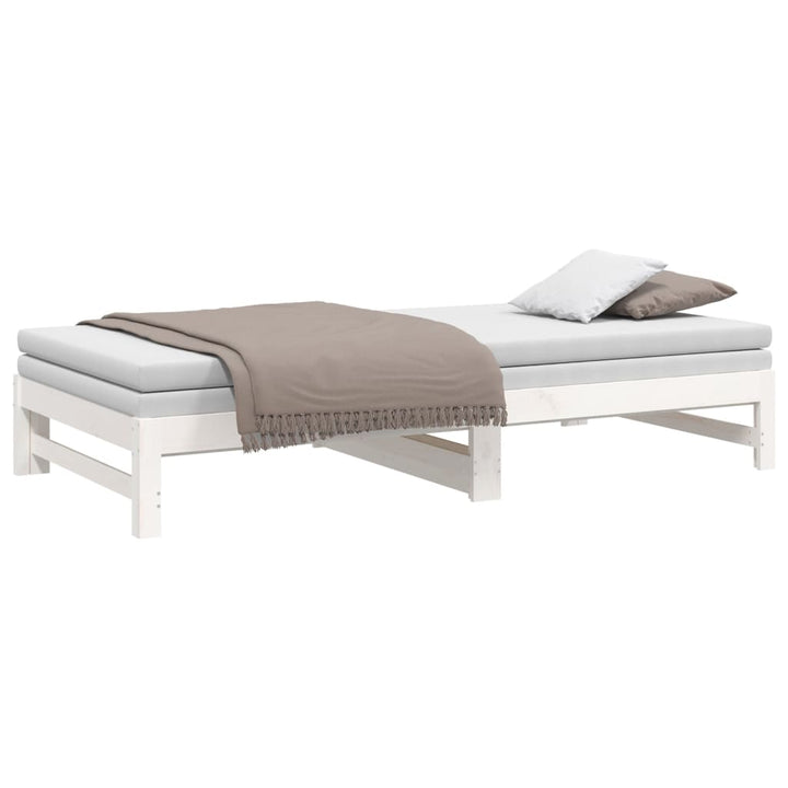 daybed med udtræk 2x(80x200) cm massivt fyrretræ hvid