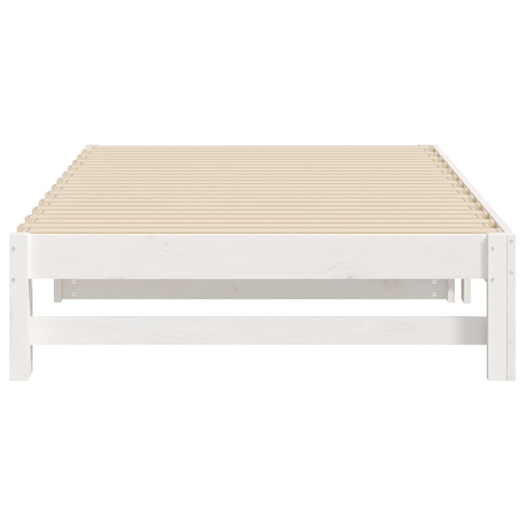 daybed med udtræk 2x(80x200) cm massivt fyrretræ hvid