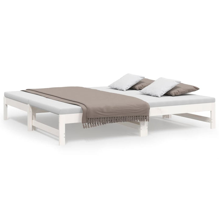 daybed med udtræk 2x(90x190) cm massivt fyrretræ hvid
