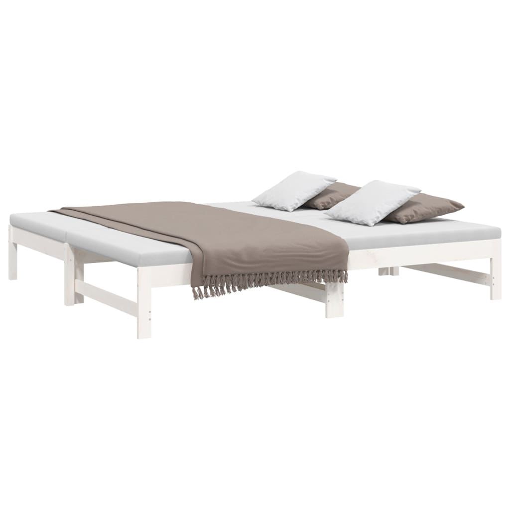 daybed med udtræk 2x(90x190) cm massivt fyrretræ hvid