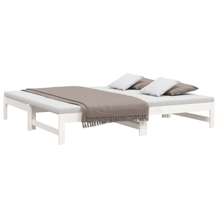 daybed med udtræk 2x(90x190) cm massivt fyrretræ hvid