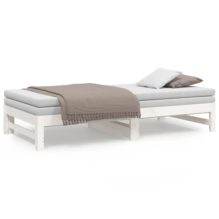 daybed med udtræk 2x(90x190) cm massivt fyrretræ hvid