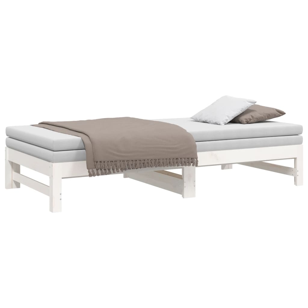 daybed med udtræk 2x(90x190) cm massivt fyrretræ hvid