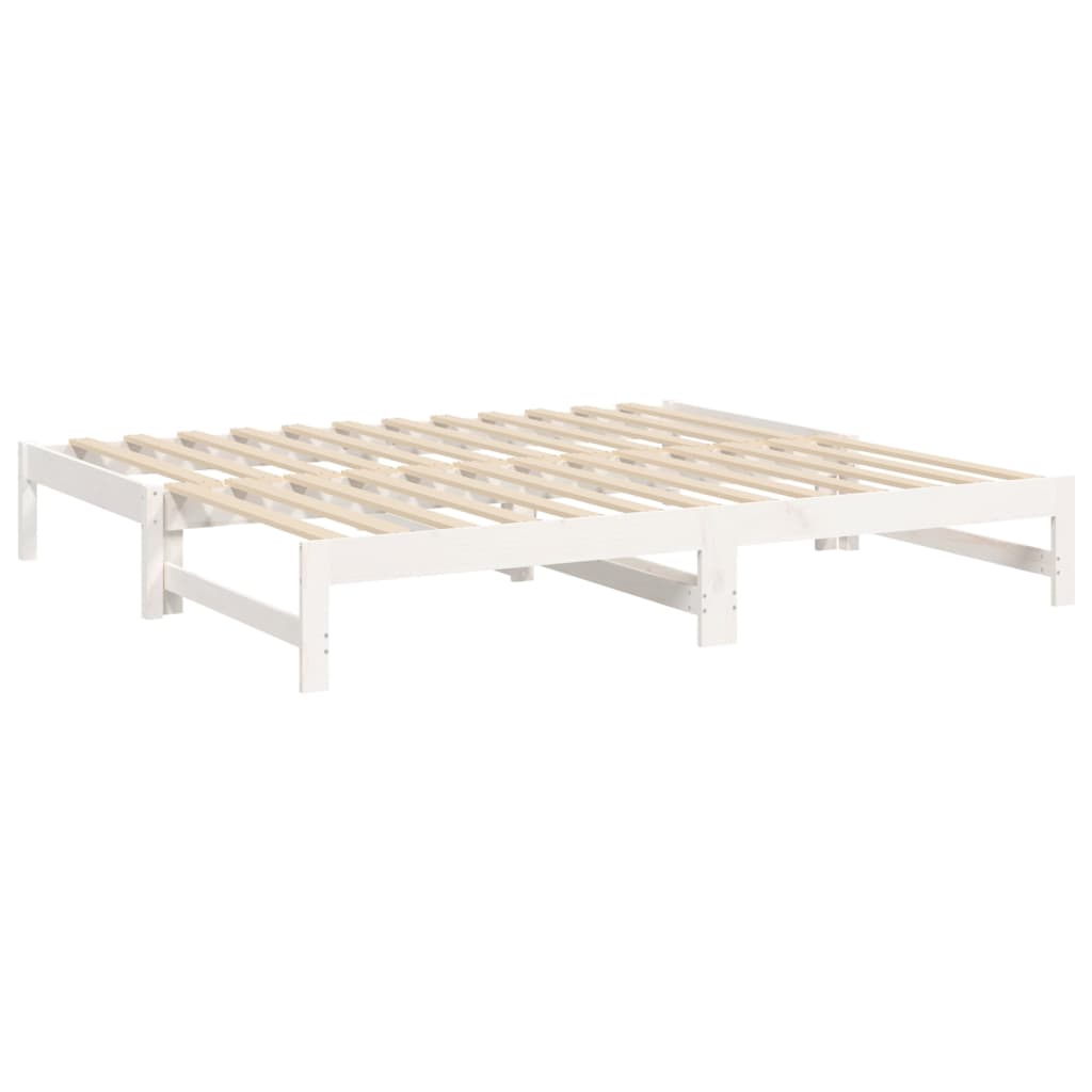daybed med udtræk 2x(90x190) cm massivt fyrretræ hvid