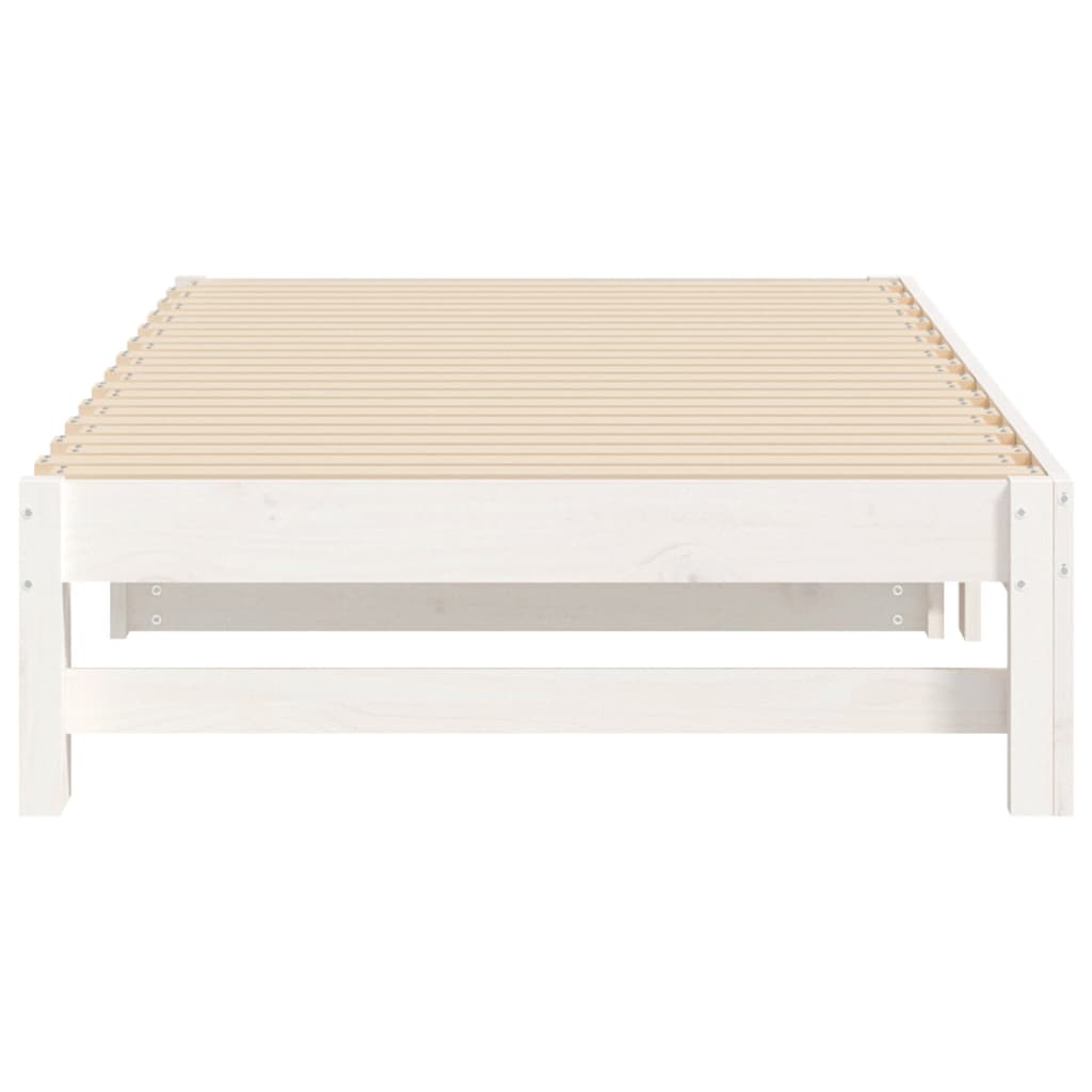 daybed med udtræk 2x(90x190) cm massivt fyrretræ hvid