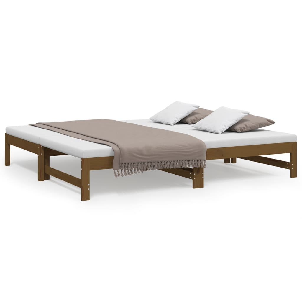 daybed med udtræk 2x(90x190) cm massivt fyrretræ gyldenbrun