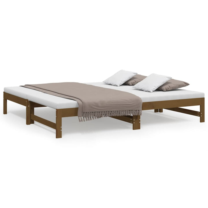 daybed med udtræk 2x(90x190) cm massivt fyrretræ gyldenbrun