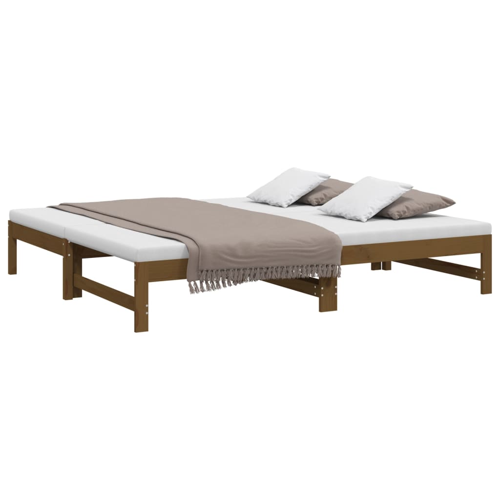 daybed med udtræk 2x(90x190) cm massivt fyrretræ gyldenbrun