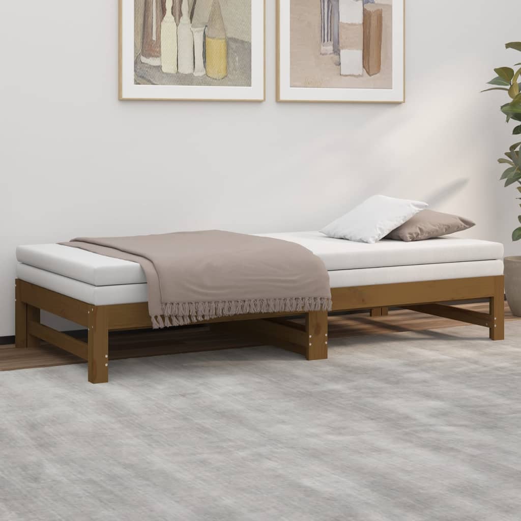 daybed med udtræk 2x(90x190) cm massivt fyrretræ gyldenbrun