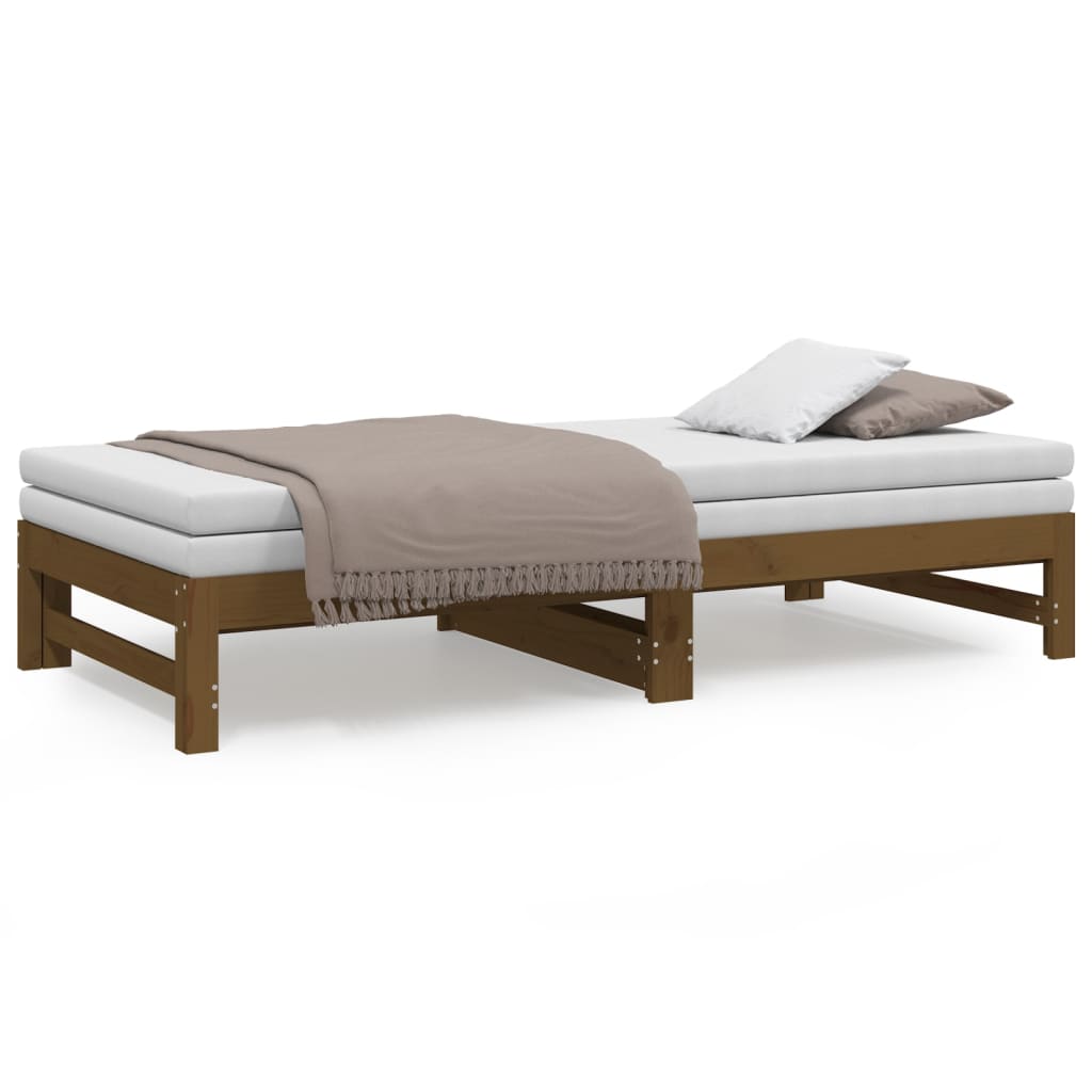 daybed med udtræk 2x(90x190) cm massivt fyrretræ gyldenbrun