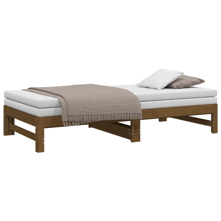 daybed med udtræk 2x(90x190) cm massivt fyrretræ gyldenbrun