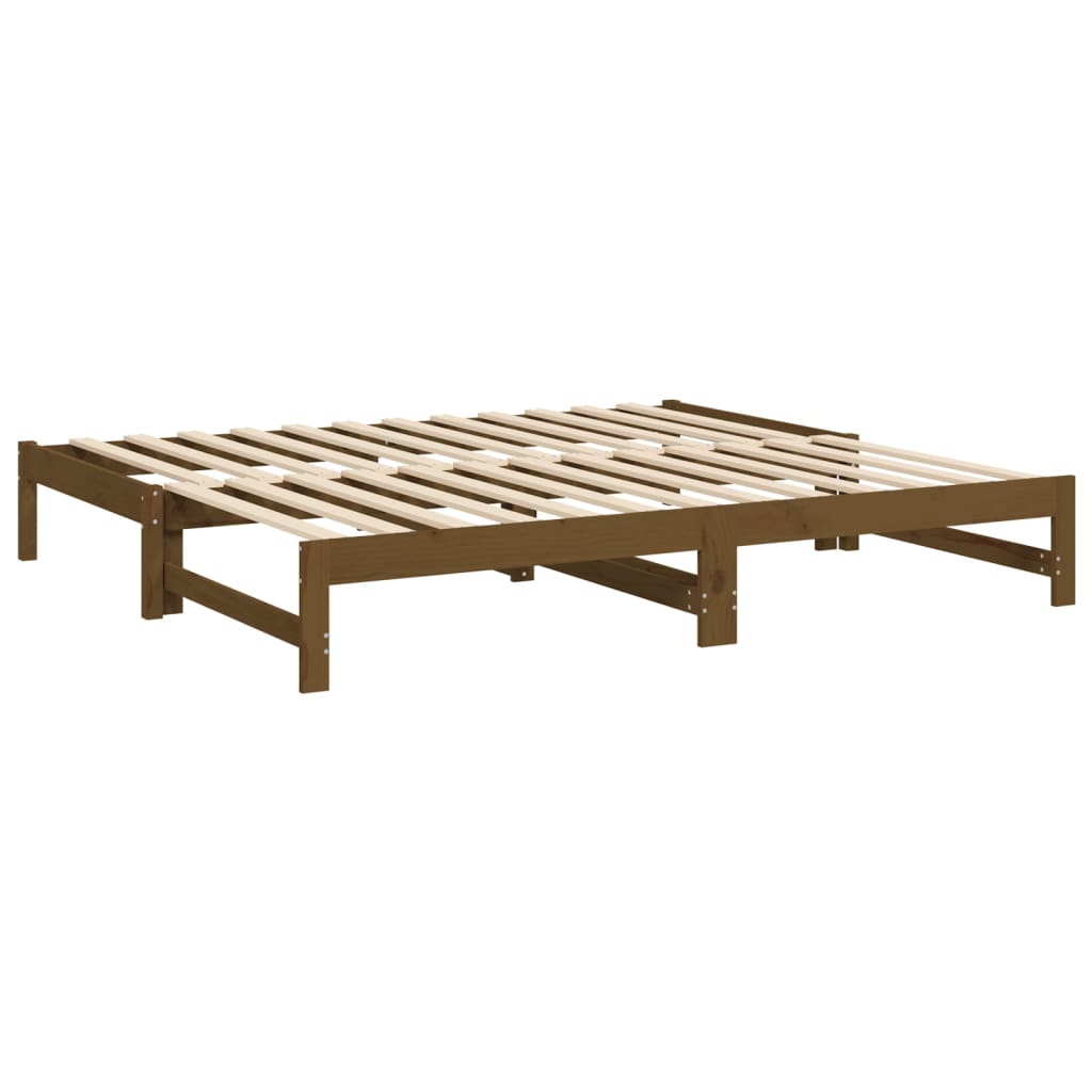 daybed med udtræk 2x(90x190) cm massivt fyrretræ gyldenbrun