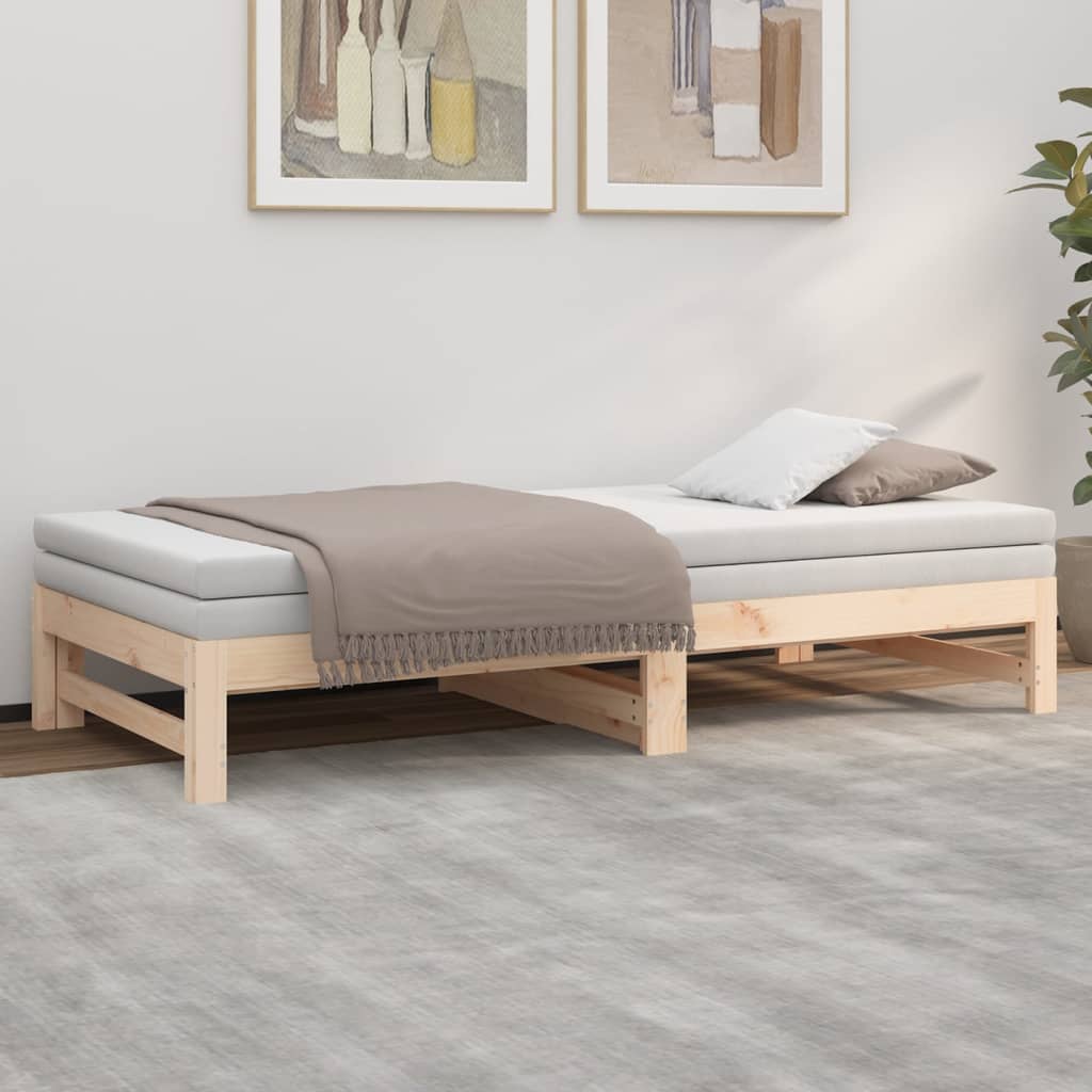 daybed med udtræk 2x(75x190) cm massivt fyrretræ